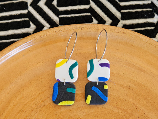 Retro Squiggle Hoop Earrings