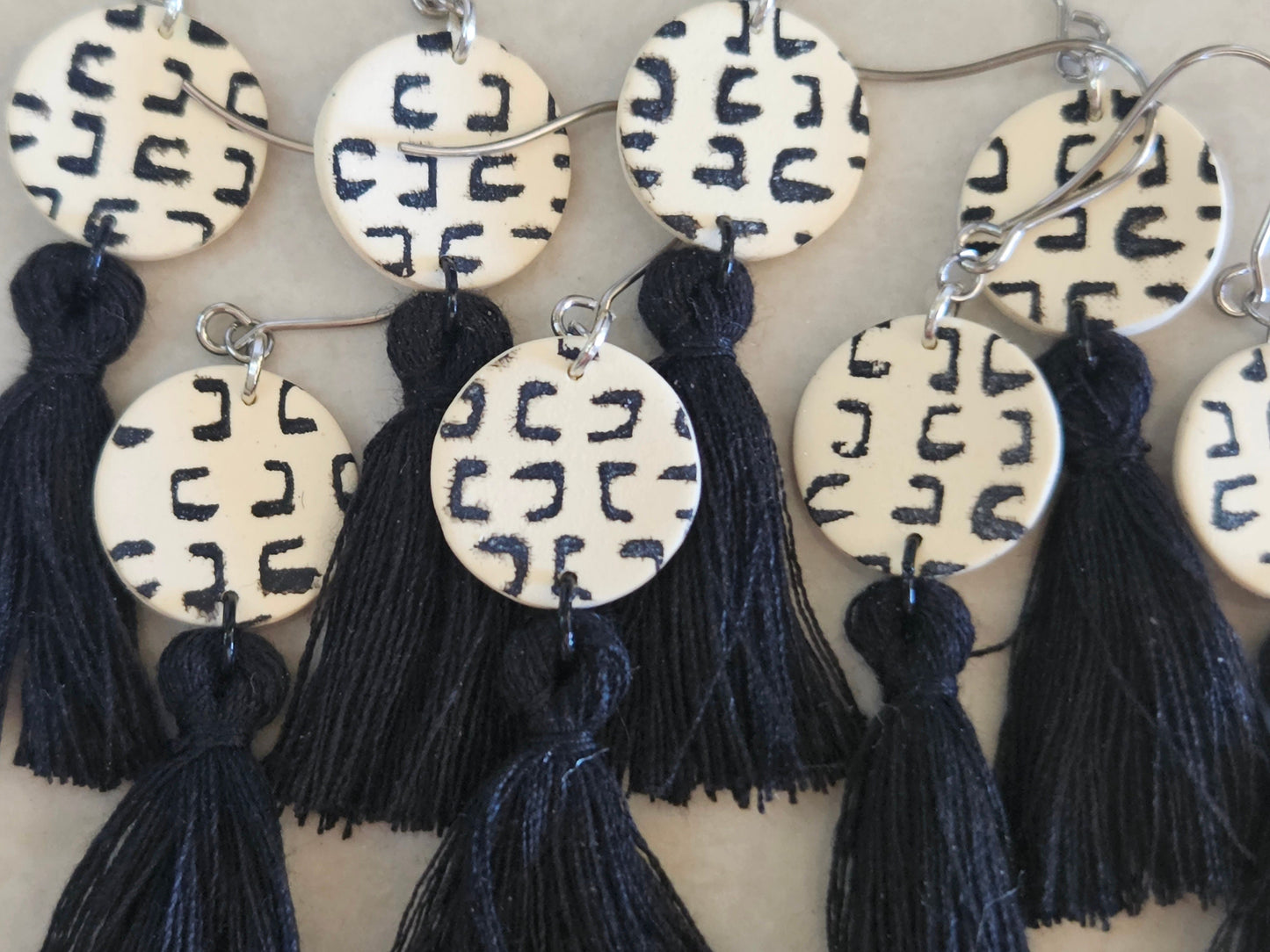 Cute Printed Earrings with Tassels