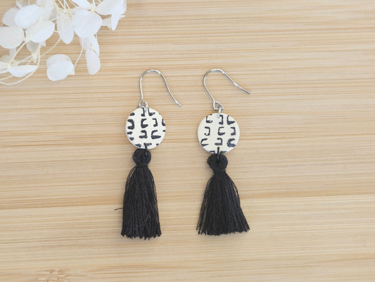 Cute Printed Earrings with Tassels